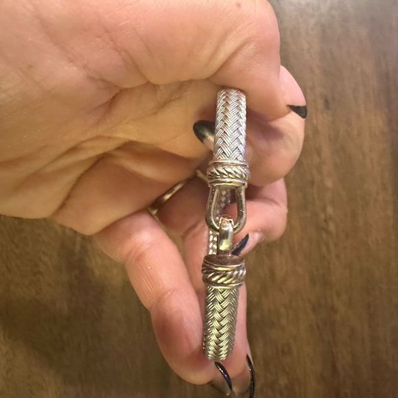 ITALIAN Hook Sterling Silver Bangle Bracelet - Picture 6 of 6